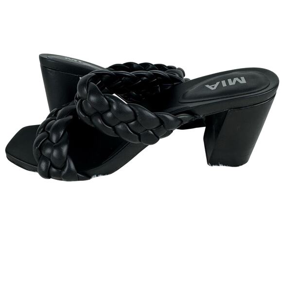 MIA‎ MAINE BRAIDED VEGAN LEATHER HEELED SANDALS IN BLACK NWOB WOMEN'S SIZE 8.5 - Picture 5 of 15